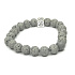 Lava light grey with royal mantra Om, bracelet elastic natural stone, ball 8 mm / 16-17 cm, born of the four elements