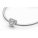 Charm Sterling silver 925 Shining hearts, bead on bracelet, love