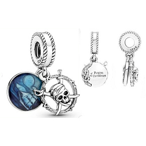Charm Sterling silver 925 Disney Pirates of the Caribbean 2in1, movie bracelet pendant Charm Sterling silver 925 Disney Pirates of the Caribbean 2in1, movie bracelet pendant