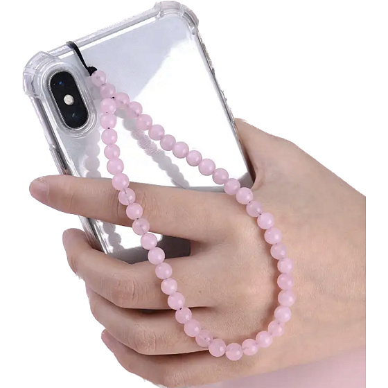 Rosie's anti-loss mobile phone pendant, natural stone bead 6 mm / 26,5 cm, love stone