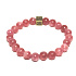 Rose Quartz / Strawberry Quartz with Royal Mantra Om Elastic Bracelet Natural Stone, 8 mm Bead / 16 - 17 cm, AAA Quality, the Most Perfect Healer