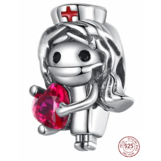 Charm Sterling silver 925 Nurse, bead on bracelet job