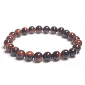 Tiger eye red / Bull's eye bracelet elastic natural stone, ball 8 mm / 16-17 cm, stone of the sun and earth, brings luck and wealth