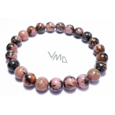 Rhodonite darker bracelet elastic natural stone, ball 8 mm / 16-17 cm, stone of forgiveness