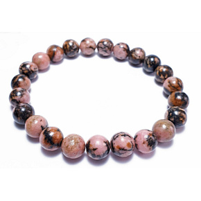 Rhodonite darker bracelet elastic natural stone, ball 8 mm / 16-17 cm, stone of forgiveness