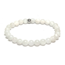 Moonstone white bracelet elastic natural stone, ball 6 mm / 16-17 cm, stone of destiny
