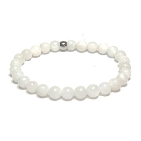 Moonstone white bracelet elastic natural stone, ball 6 mm / 16-17 cm, stone of destiny