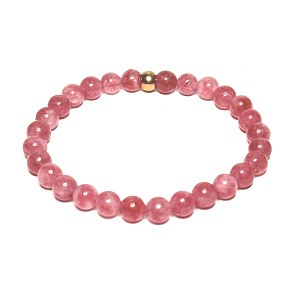 Rose Quartz / Strawberry Quartz Elastic Bracelet, Natural Stone, 6 mm Bead / 16 - 17 cm, AAA Quality, Ultimate Healer