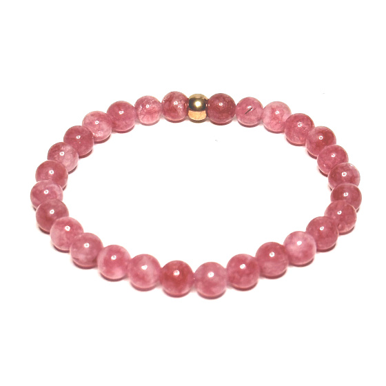 Rose Quartz / Strawberry Quartz Elastic Bracelet, Natural Stone, 6 mm Bead / 16 - 17 cm, AAA Quality, Ultimate Healer