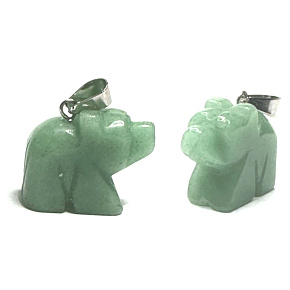 Avanturin Bear pendant natural stone, hand cut figurine 1,8 x 2,5 x 8 mm, stone of love, joy