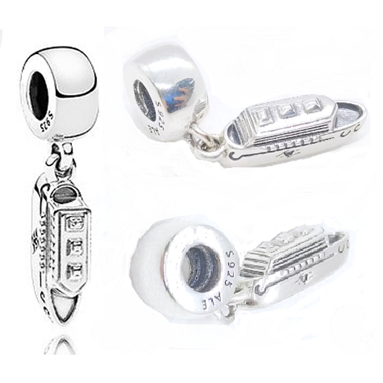 Charm Sterling silver 925 Cruise steamer - ship, travel bracelet pendant