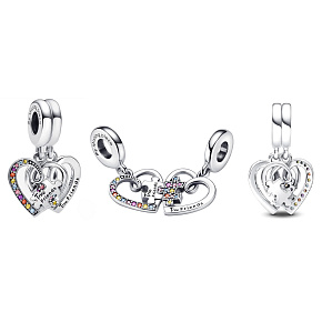 Charm Sterling silver 925 Friendship divisible pendant Puzzle 2in1, love