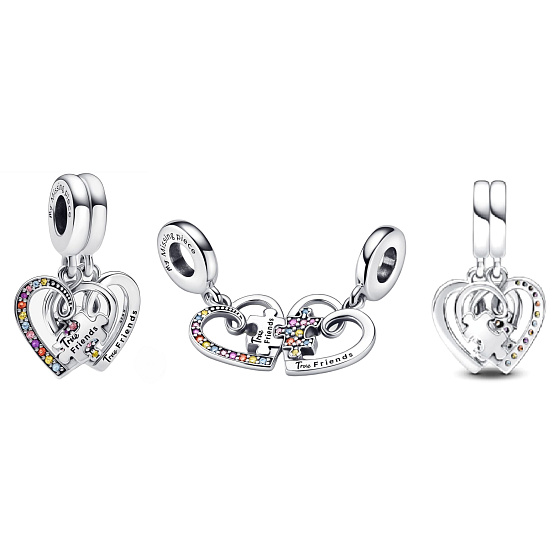 Charm Sterling silver 925 Friendship divisible pendant Puzzle 2in1, love