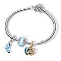 Charm Sterling Silver 925 Luminous Disney Cinderella Murano Glass, Bead for Bracelet Movie