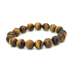 Tiger eye yellow bracelet elastic natural stone, ball 12 mm / 16-17 cm, stone of the sun and earth, brings luck and wealth