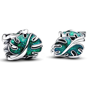 Charm Sterling silver 925 Tropical Plant Monstera, bead on bracelet plant Charm Sterling silver 925 Tropical Plant Monstera, bead on bracelet plant