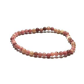 Rhodonite elastic bracelet natural stone, 4 mm bead / 19 cm, stone of forgiveness