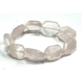 Rose quartz bracelet, elastic natural stone, 16 - 17 cm, stone of love