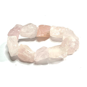 Rose quartz bracelet, elastic natural stone, 19 x 15 x 27 mm / 16 - 17 cm, stone of love