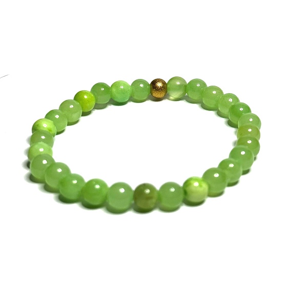 Calcite green bracelet elastic natural stone, ball 6 mm / 16 - 17 cm, intuition stone