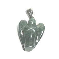 Agate Moss Angel guardian pendant natural stone hand cut 2 - 2,2 cm, adds recoil and strength
