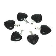 Goldstone Blue Avanturine Heart Pendant, 15 mm, stone of ambition