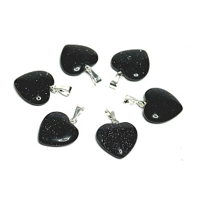 Goldstone Blue Avanturine Heart Pendant, 15 mm, stone of ambition