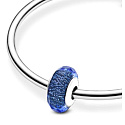 Charm Sterling silver 925 Blue faceted Murano glass bead bracelet universe