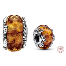 Charm Sterling silver 925 Disney lion king - orange Murano glass bead on bracelet film