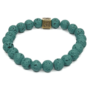Lava dark green with royal mantra Om, bracelet elastic natural stone, ball 8 mm / 16-17 cm, born of the four elements Lava dark green with royal mantra Om, bracelet elastic natural stone, ball 8 mm / 16-17 cm, born of the four elements