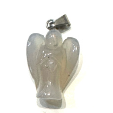 Gray Agate, Light Guardian Angel, Natural Stone Pendant Hand-polished 2 - 2.2 cm