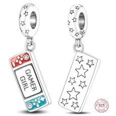 Charm Sterling silver 925 Gamer Girl - Gamer Girl bracelet charm, interests