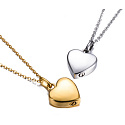 Commemorative urn pendant, Heart shiny, waterproof, Stainless steel 19 x 29 mm + chain 50 cm