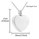 Commemorative urn pendant, Heart with paws waterproof, stainless steel 20 x 25 mm + chain 50 cm