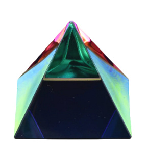 Crystal Glass Pyramid 50mm with Colored Coating - Paperweight, Gift Box