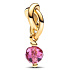 Charm Sterling Silver 925 Intertwined Faceted Eternity Circle Pink, Bracelet Pendant Symbol October