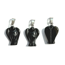 Black Agate Angel Pendant Natural Stone Hand Polished 2-2.2cm, Calm-Protection-Strength-Harmony Black Agate Angel Pendant Natural Stone Hand Polished 2-2.2cm, Calm-Protection-Strength-Harmony