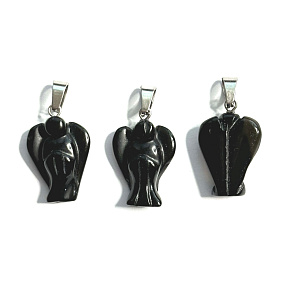 Black Agate Angel Pendant Natural Stone Hand Polished 2-2.2cm, Calm-Protection-Strength-Harmony Black Agate Angel Pendant Natural Stone Hand Polished 2-2.2cm, Calm-Protection-Strength-Harmony