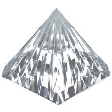 Crystal Glass Pyramid Grooved 50 mm - Paperweight
