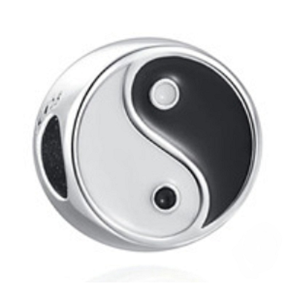 Sterling silver 925 Yin and Yang bead on bracelet symbol
