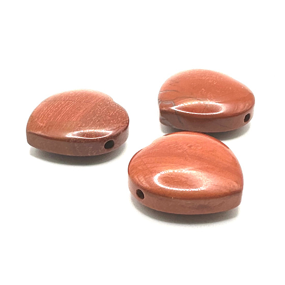 Red Jasper Drilled Heart Natural Stone 30 mm 1 piece, stone of complete care
