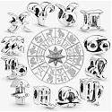 Charm Sterling silver 925 Zodiac sign Sparkling Gemini, bead for bracelet