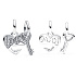 Charm Sterling silver 925 Dividable heart and key pendant 2in1, love bracelet pendant