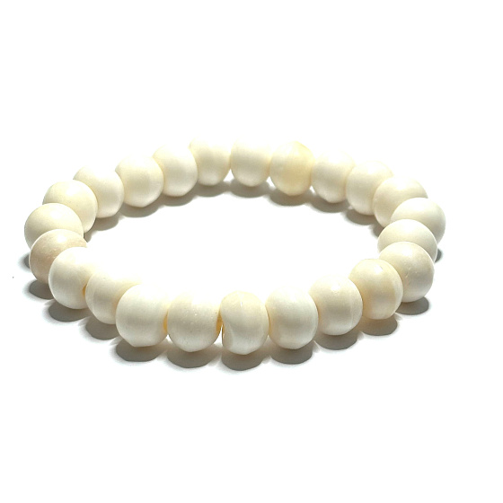 Bone from Yak white Tibetan bracelet elastic natural stone, bead 10 mm / 16 - 17cm, protective item, amulet