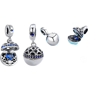 Sterling silver 925 Love Surprise - royal blue, openable love bracelet pendant