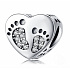 Charm Sterling silver 925 Heart footprint bead on bracelet family