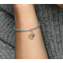 Charm Sterling silver 925 Disney Mickey Mouse & Minnie Mouse, rotating moon, pendant bracelet