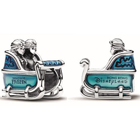 Charm Sterling silver 925 Disney Ice Kingdom Elsa and Anna in the sleigh, bead on bracelet movie