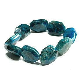 Apatite bracelet elastic natural stone 19 x 15 x 7 mm / 16 - 17 cm, stone of realization