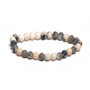 Jasper zebra matte bracelet elastic natural stone, ball 6 mm / 16 - 17 cm, stone of positive energy